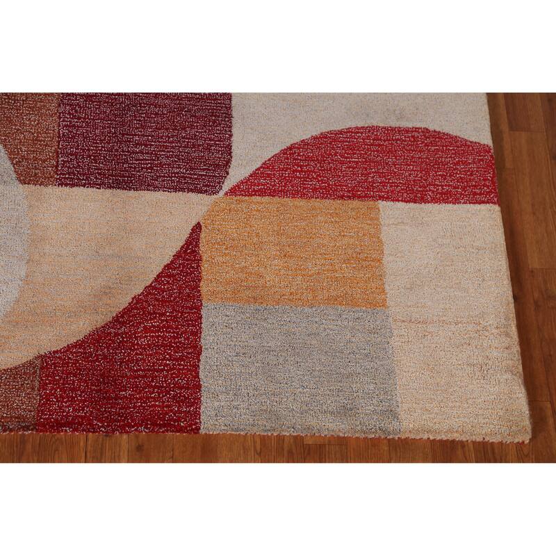 Contemporary Gabbeh Indian Rug Modern Geometric Handmade Wool Carpet - 5'3" x 7'7"