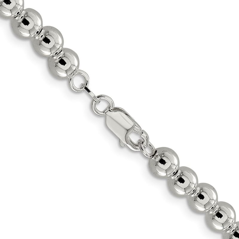 Curata 925 Sterling Silver 6.1mm Polished Bead Chain Necklace (Lobster)