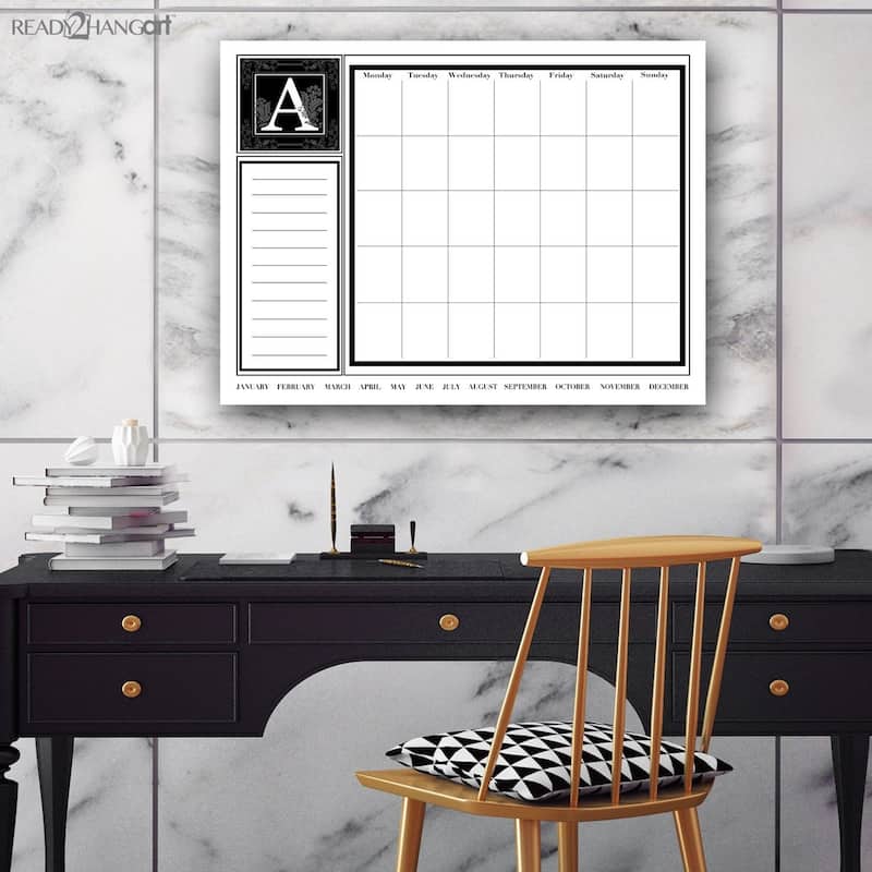 'Monogram' Dry Erase Monthly Calendar on ArtPlexi (20" x 30")