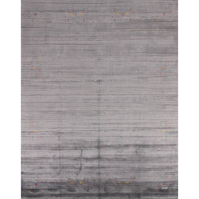 Gray Gabbeh Oriental Area Rug Handmade Wool Carpet - 8'2" x 9'8"
