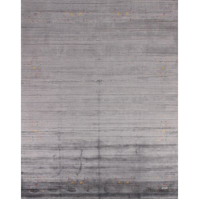 Gray Gabbeh Oriental Area Rug Handmade Wool Carpet - 8'2" x 9'8"