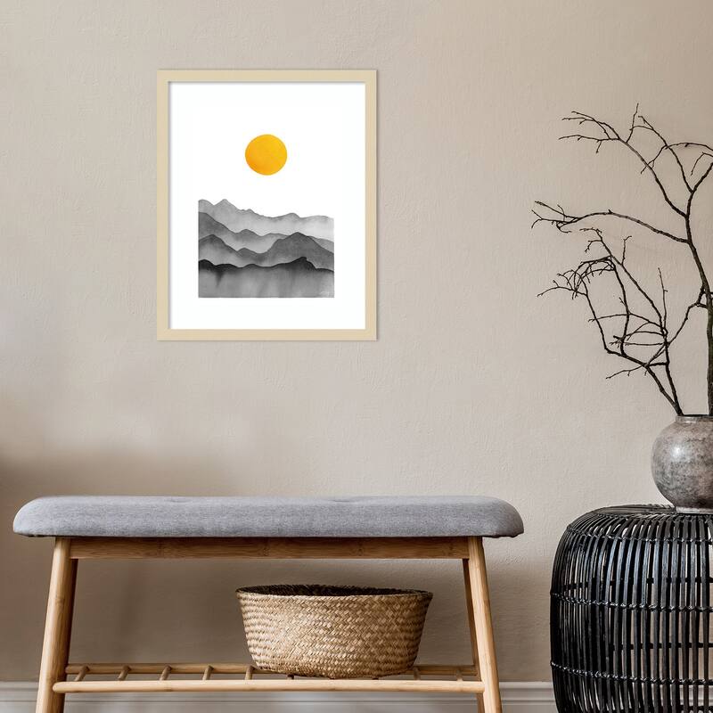 Black Yellow Mountain Range Silhouette by Cat Coq Framed Wall Art Print
