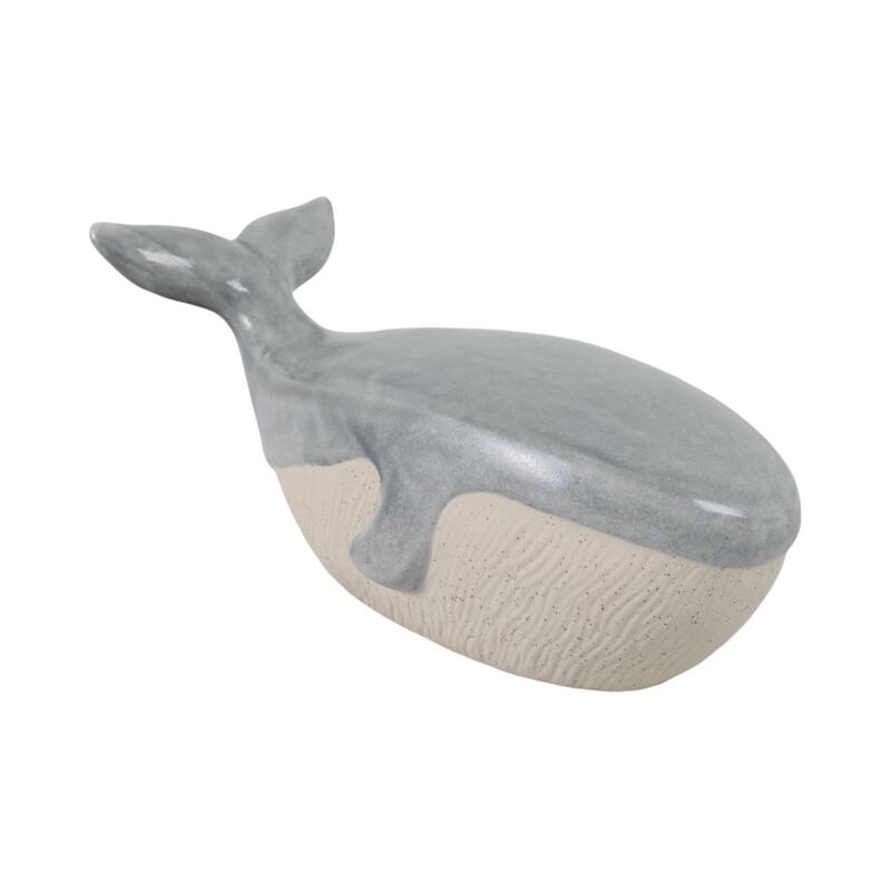 Stoneware Figurine Texture Coastal Whale Decorative Accent - 6" Blue - 14" x 6" x 6"