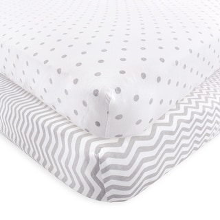 Luvable Friends Baby Fitted Crib Sheet, Gray Chevron Dot, One Size - Gray Chevron Dot - One Size