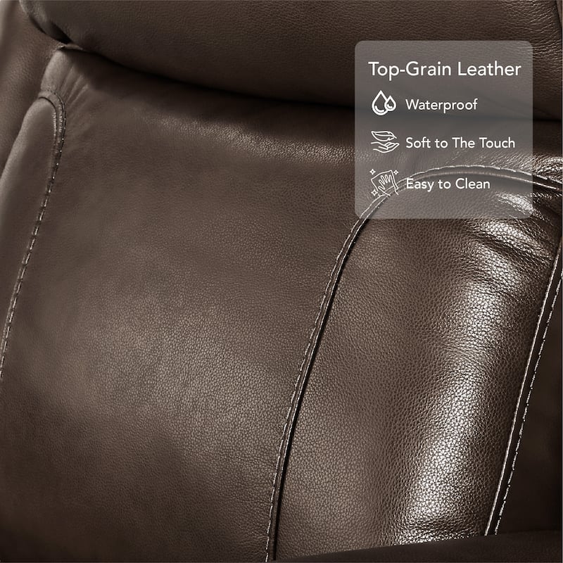 Spruce & Spring Leo Dual Motor Genuine Leather Power Recliner With Power Headrest