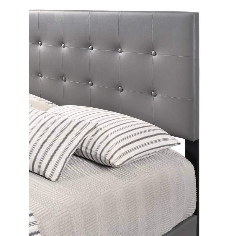 Solid Button Tufted Full Panel Bed - 78" - Gray