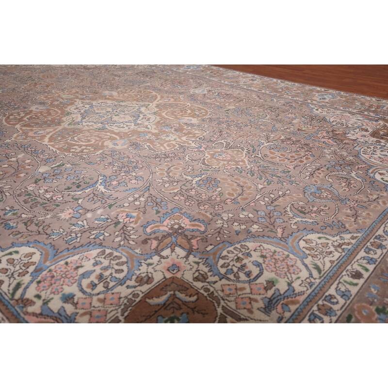Oriental Tabriz Persian Vintage Area Rug Hand-Knotted Wool Carpet - 8'7"x 11'5"