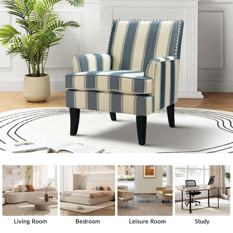 Akorda Classic Armchairs with Nailhead Trim and Solid Wood Legs Set of 2 by HULALA HOME