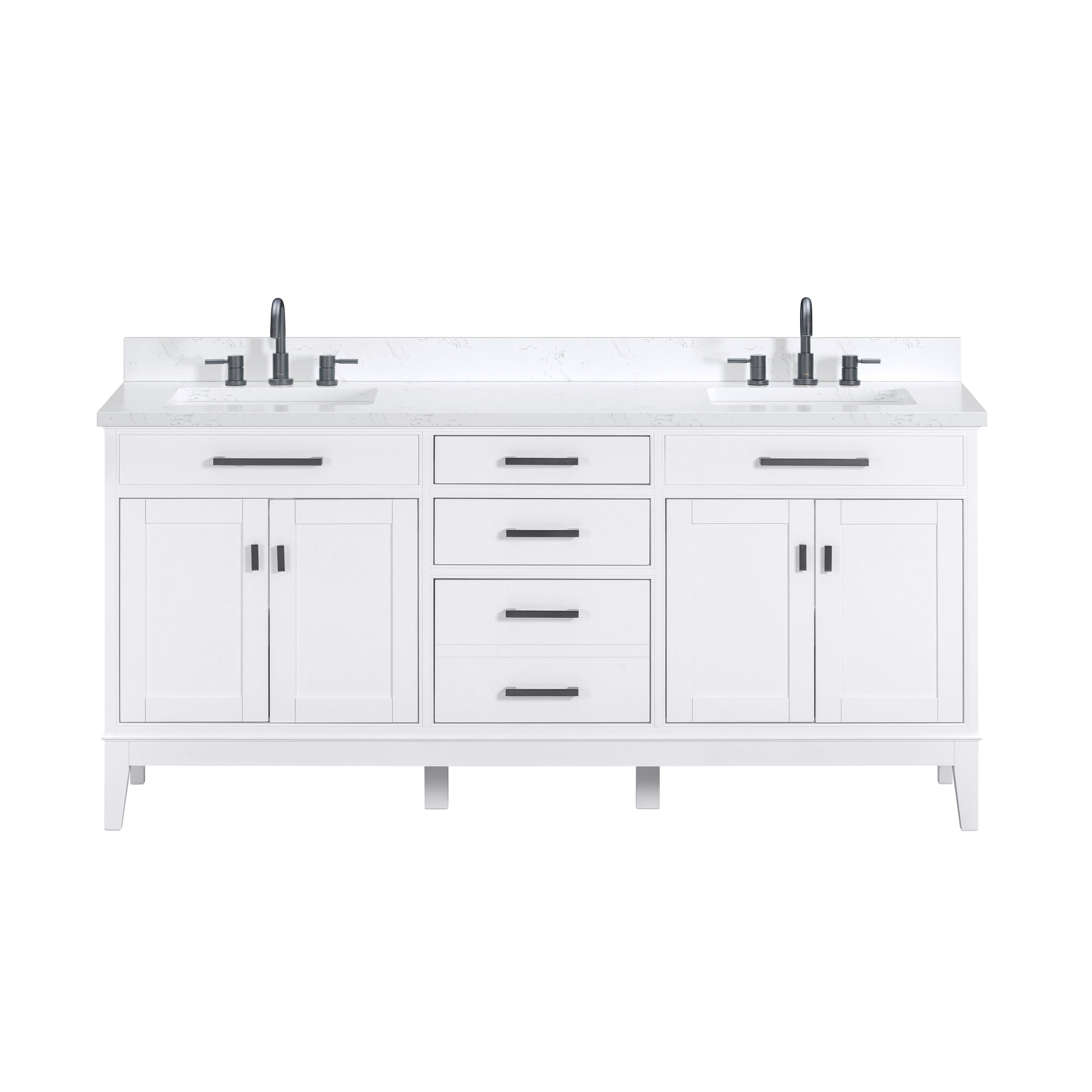 Madison 72 in. Double Sink Bathroom Vanity with Engineered Stone
