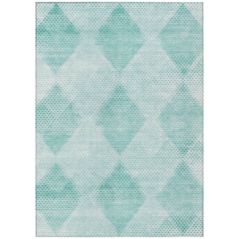 Machine Washable Indoor/ Outdoor Modern Diamonds Chantille Rug