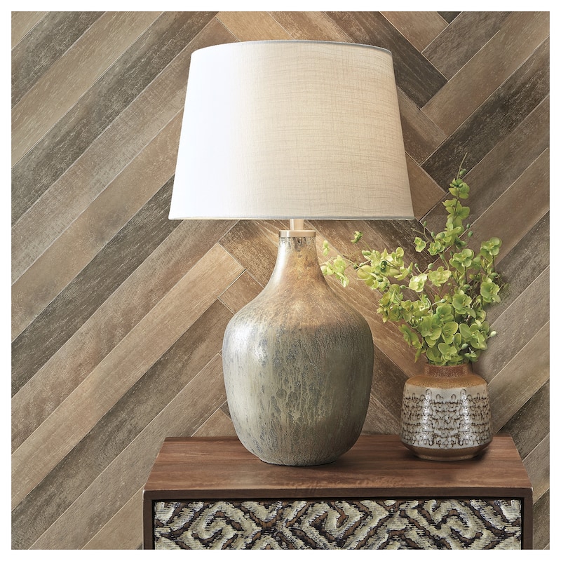 Mari Gray/Gold Finish Glass Table Lamp - 16.63" W x 16.63" D x 27.75" H