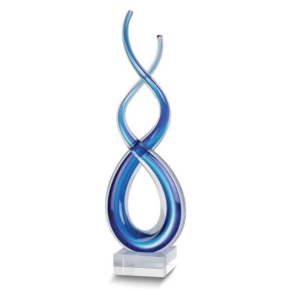 slide 1 of 1, Curata Curata Deep Blue Handcrafted Glass with Crystal Base Centerpiece