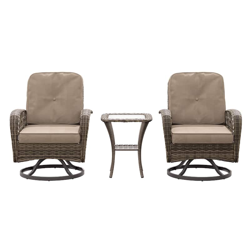 Corvus Livorno Outdoor 3-piece Steel Wicker Swivel Chat Set
