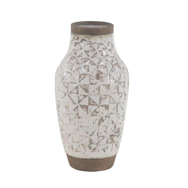 Ceramic Vase - White - Roche River Decor - 8"W x 8"L x 16"H