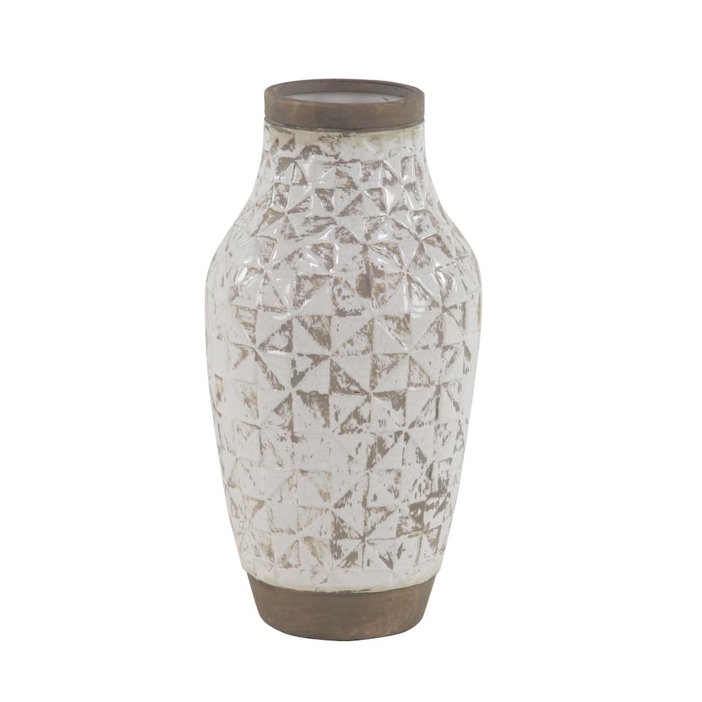 Ceramic Vase - White - Roche River Decor - 8"W x 8"L x 16"H