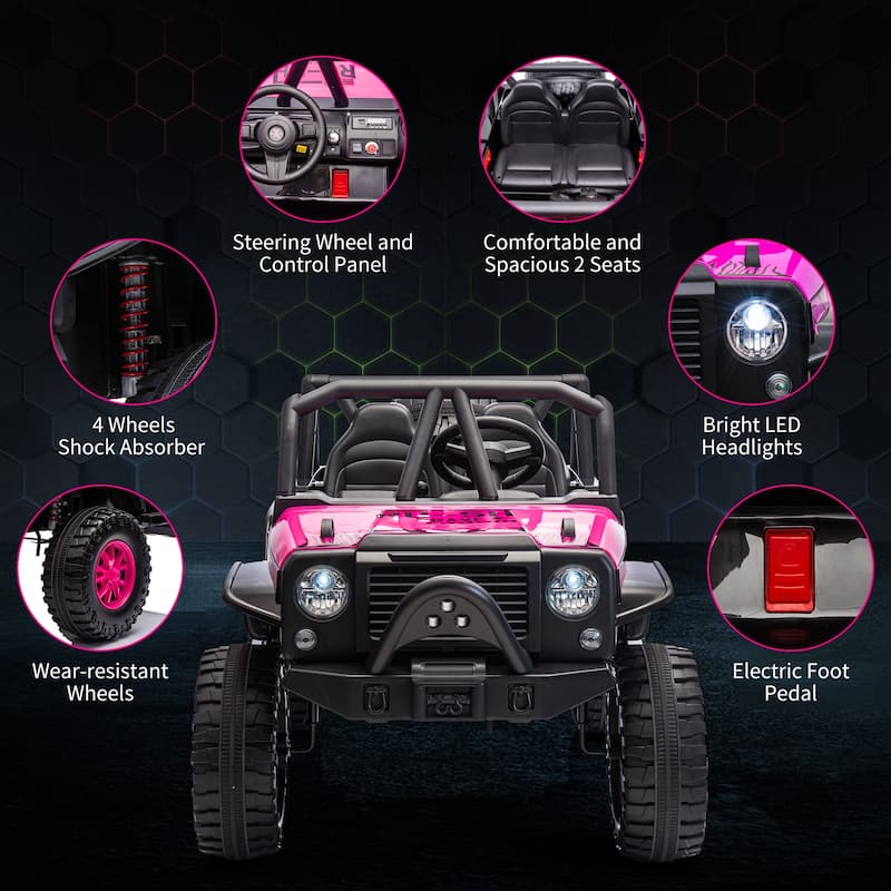 24V 2 Seater Kids Ride On Car Truck with Remote Control, Kids Electric Vehicle
