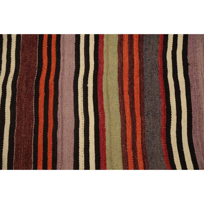 Hand Woven Oriental 100% Wool Carpet Southwestern Geometric Multi-Colored Kilim Area Rug - 10' 2'' X 4' 8''