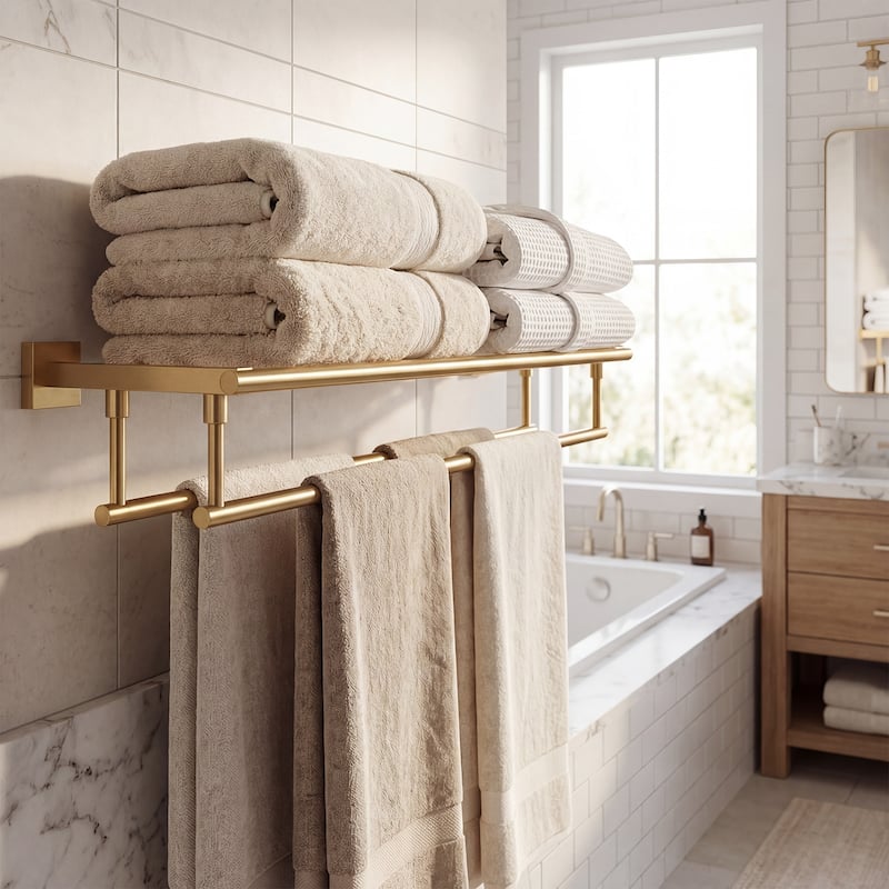 WOWOW Two Towel Holders Wall mounted Towel Rack