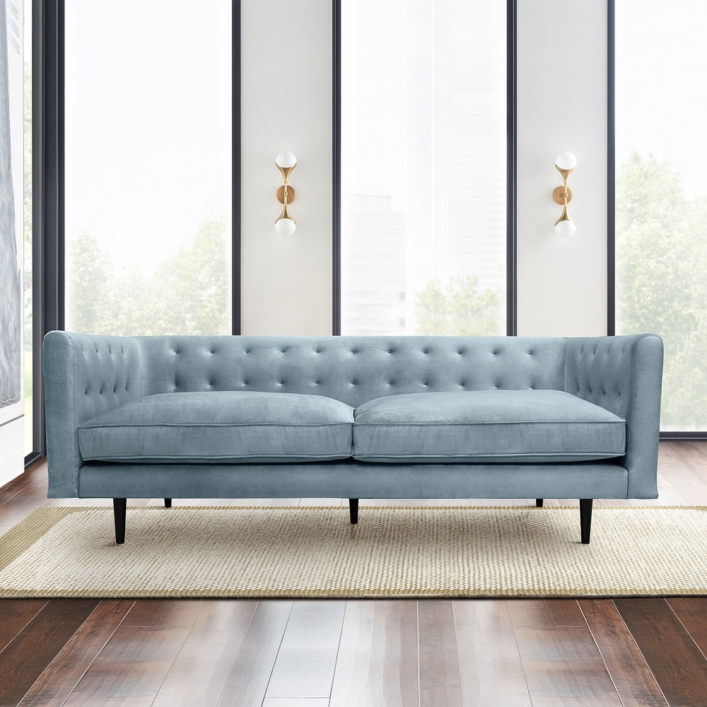 Franz 87 Modern Blue Genuine Leather Sofa