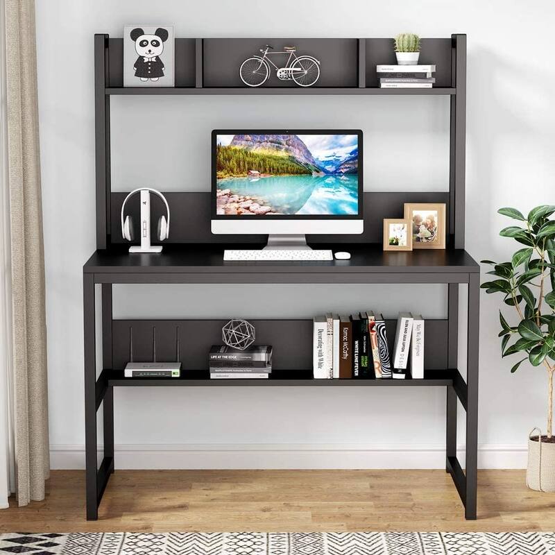 Computer Desk, Home Office Desk Study Desk with Hutch and Shelves