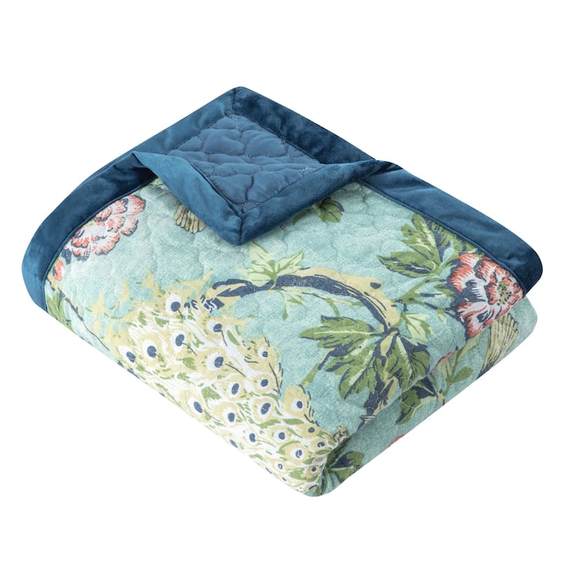 Greenland Home Fashions Pavona Quilted Throw Blanket with Velvet Borders
