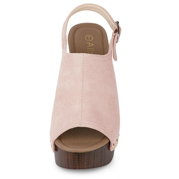 Allegra K Womens Open Toe Platform Chunky Heel Slides Sandals