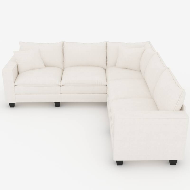 GDFStudio - Chenille L-Shaped 97" 5-Seater Sectional Sofa with Armrest Storage