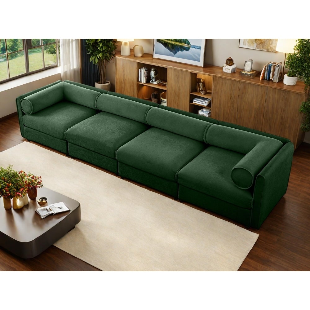 142.5" Chenille Upholstered 4-Seater Modular Sectional Sofa with Storage Seat, DIY Combination