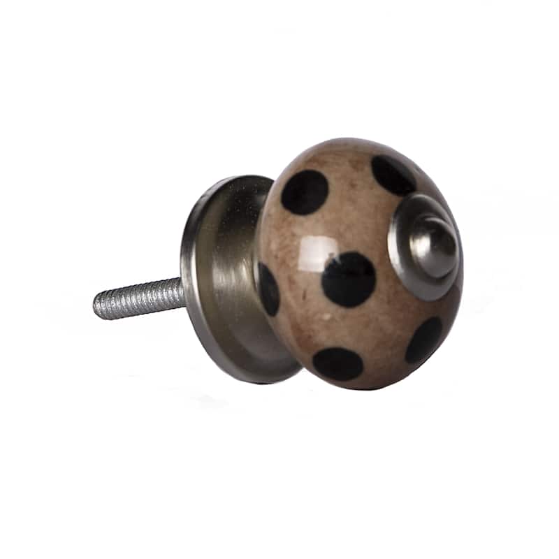 HomeRoots Set of Eight Brown And Black Ceramic And Metal Drawer Pull Knobs - 1.5' X '1.5' X '1.5