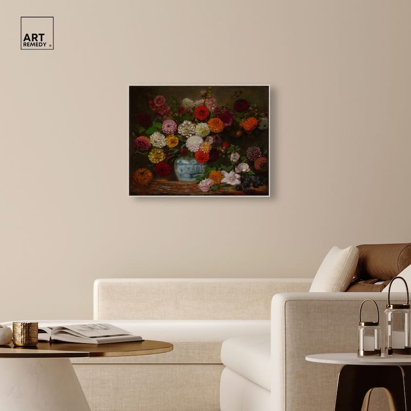 Still Life with Dahlias Canvas by Art Remedy