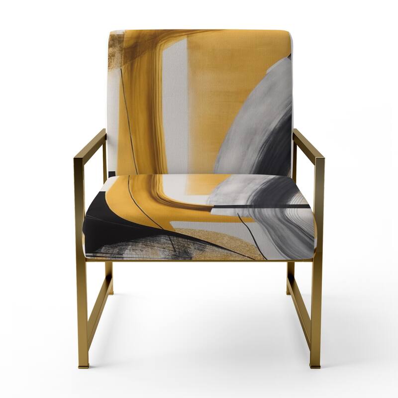 Designart "Glam Gold And Black Expression IV" Upholstered Modern & Contemporary Accent Chair and Modern & Contemporary Arm Chair