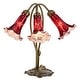 preview thumbnail 1 of 12, 16-inch Antique Brass and Mercury Glass 3 Lily Downlight Accent Lamp - 16.25" x 11.75" x 16" 16.25" x 11.75" x 16" - Red/Silver Mercury/Brass
