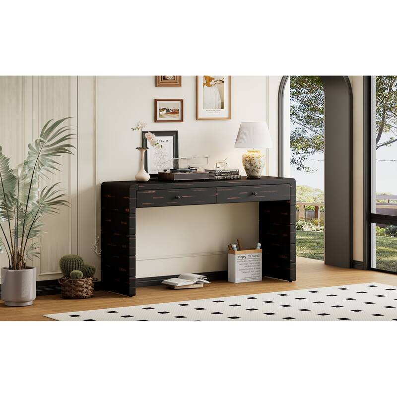 Wooden Entryway Table with 2 Drawers