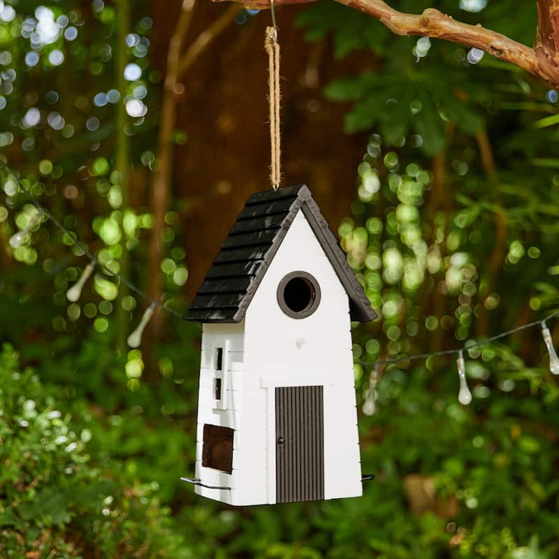 Glitzhome 14.25"H Functional and Decorative Solid Wood Garden Birdhouse - 8.50''L X 5.75''W X 14.25''H