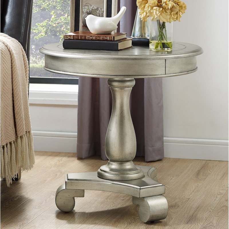 Rene Round Wood Pedestal Side Table