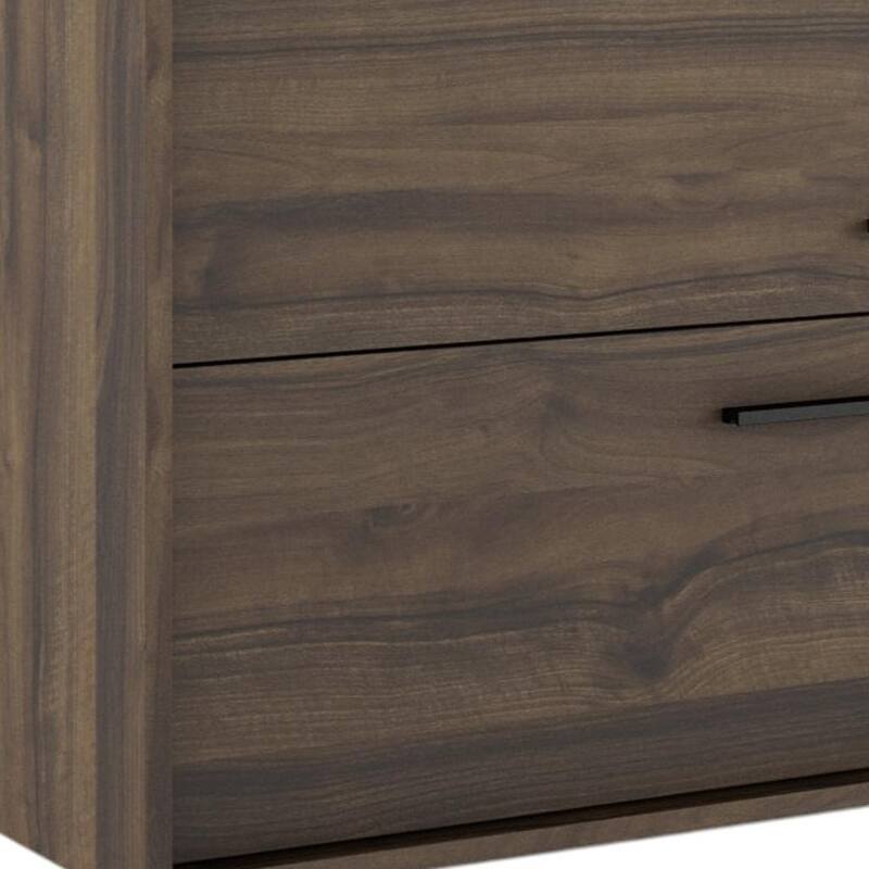 HomeRoots 32" Dark Brown Wood Floating Bathroom Vanity With White Sink And Two Drawers - 32.00 in. x 24.60 in. x 21.60 in.