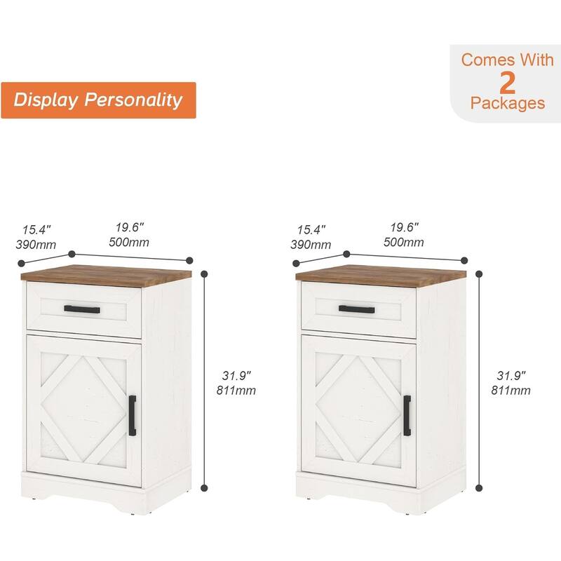 WAMPAT Nightstand with 1 Drawer&1 Door for Bedroom, Living Room
