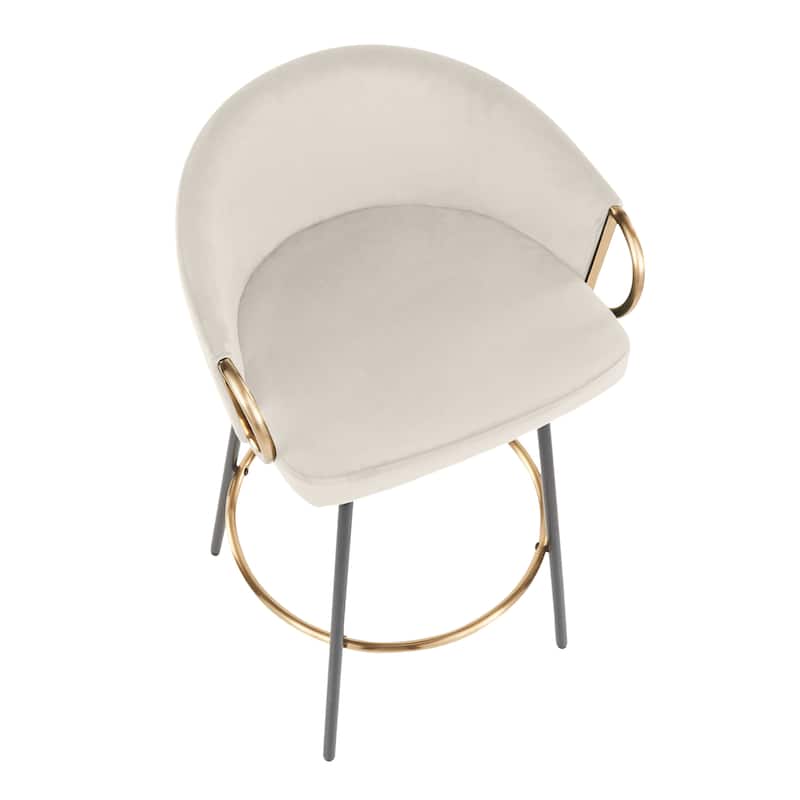 Silver Orchid Battista 26" Fixed-Height Counter Stool with Black Metal Legs & Gold Footrest (Set of 2)