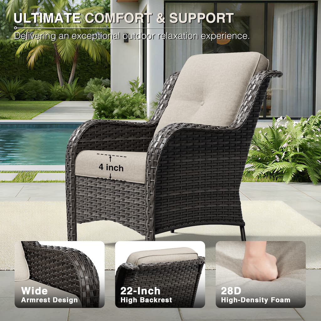 COZYWOR Outdoor Ergonomic Lounge Set with 2 Chairs & 2 Ottoman Footrests
