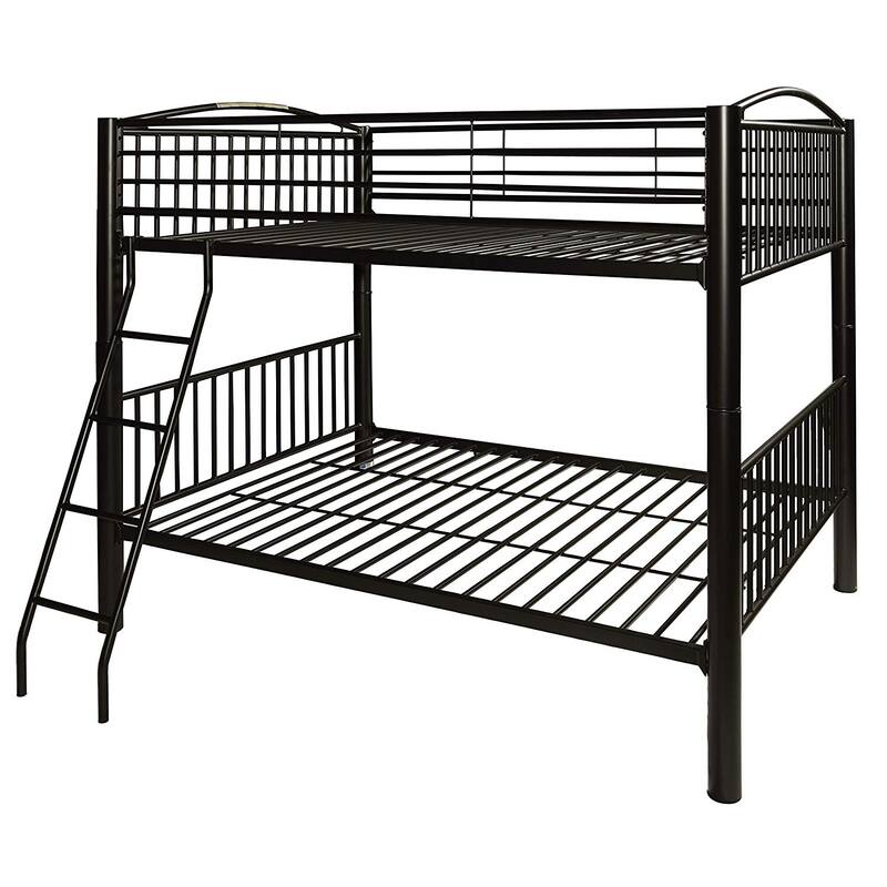 Victorian Bunk Bed - Full Over Full Metal Frame - Black Finish - Space Saving Design