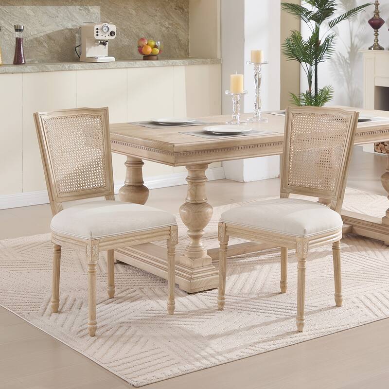 2PCS Rattan Back Dining Chairs