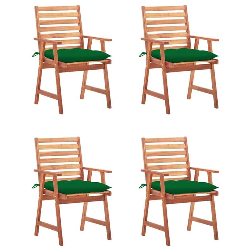 vidaXL Patio Dining Chairs Outdoor Patio Chair with Cushions Solid Wood Acacia - 22" x 24.4" x 36.2" - Green