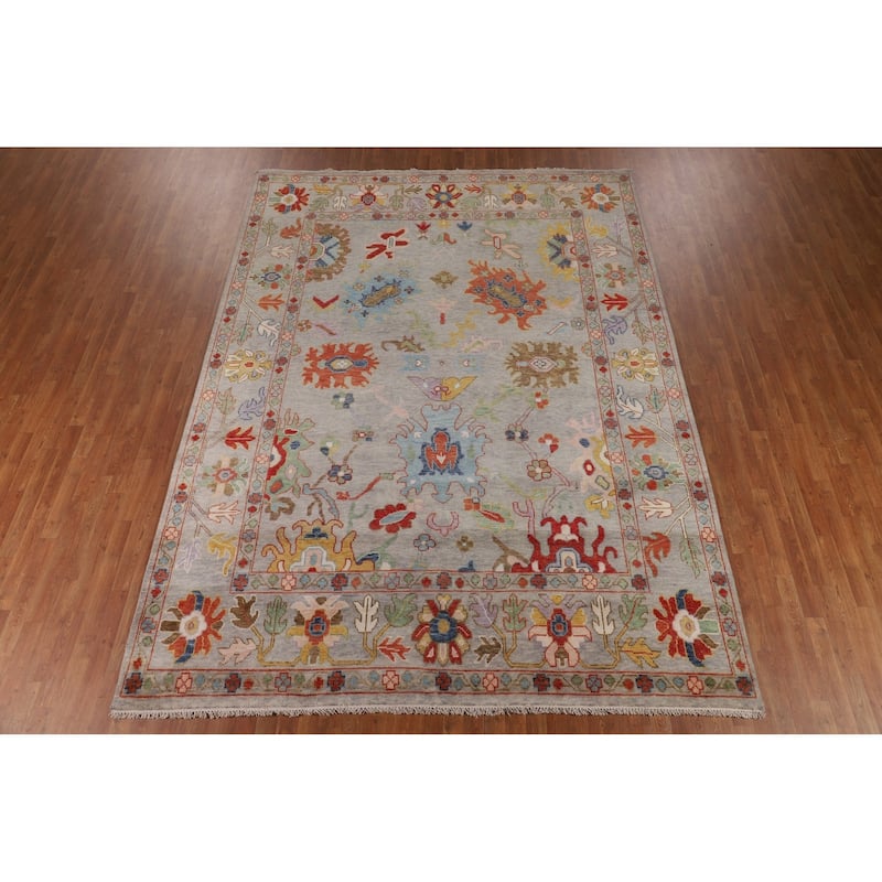 Floral Oushak Oriental Area Rug Handmade Transitional Wool Carpet - 8'9"x 11'9"