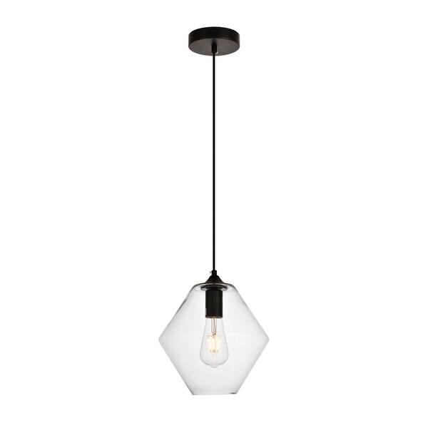 slide 2 of 6, Placido Collection Pendant D9.4 H10.8 Lt:1 Black and Clear Finish Black/Clear