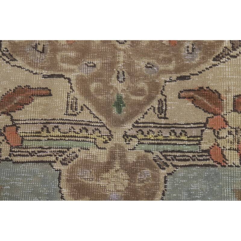 Hand Knotted Oriental 100% Wool Carpet Traditional Medallion Navy Blue & Blues Tabriz Area Rug - 10' 9'' X 7' 8''