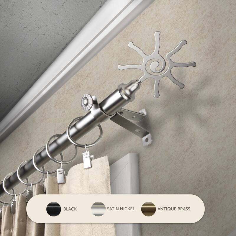 InStyleDesign Sedona Adjustable Curtain Rod 13/16 inch dia. - 48 to 84 inches - Satin Nickel