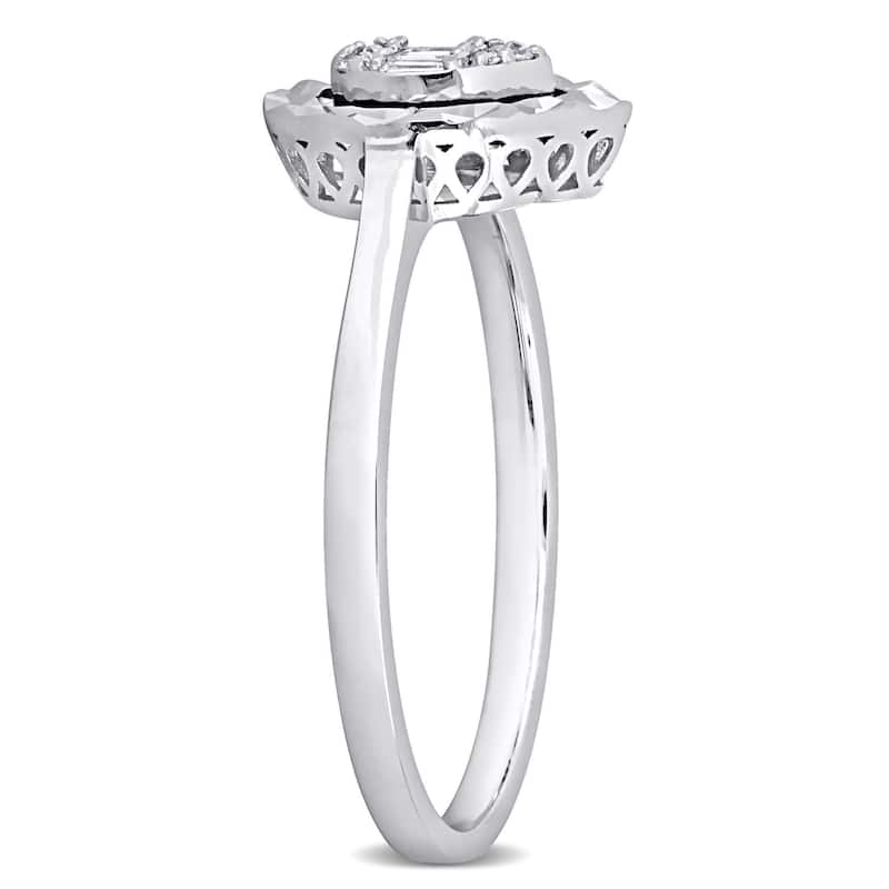 Miadora Parallel Baguette-Cut and Round-Cut Circle Diamond Accent Ring in 14k White Gold