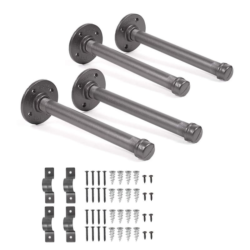 Rustic State Iron Pipe Bracket Set 10 inch Gray - Pack of 4
