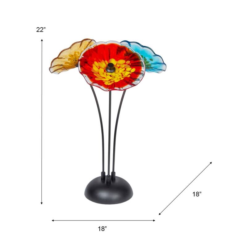 Fiore Bloom Multi-Color Flower Art Glass Sculpture with Metal Stand