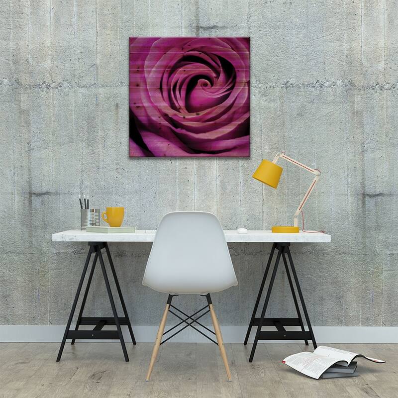 Purple Rose Print On Wood by PhotoINC Studio - Multi-Color
